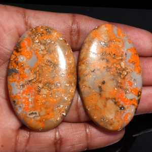 50x31 MM Oval Shape Jasper Smooth Flat Back Loose Cabochon Gemstone Pair