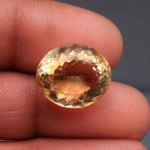 Yellow Citrine 15x13 MM Oval Shape Hand Crafted Citrine Gemstone 10.85 Ct