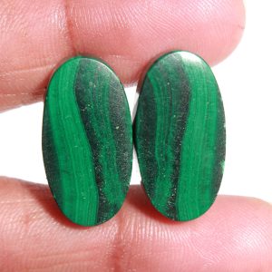 23x12 MM Oval Shape Natural Green Malachite Loose Cabochon Flat Back Stone