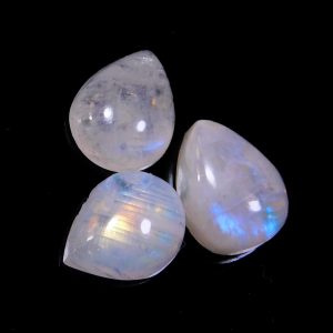 White Rainbow Moonstone 11x9 MM Pear Shape Smooth Cabochon Gemstone